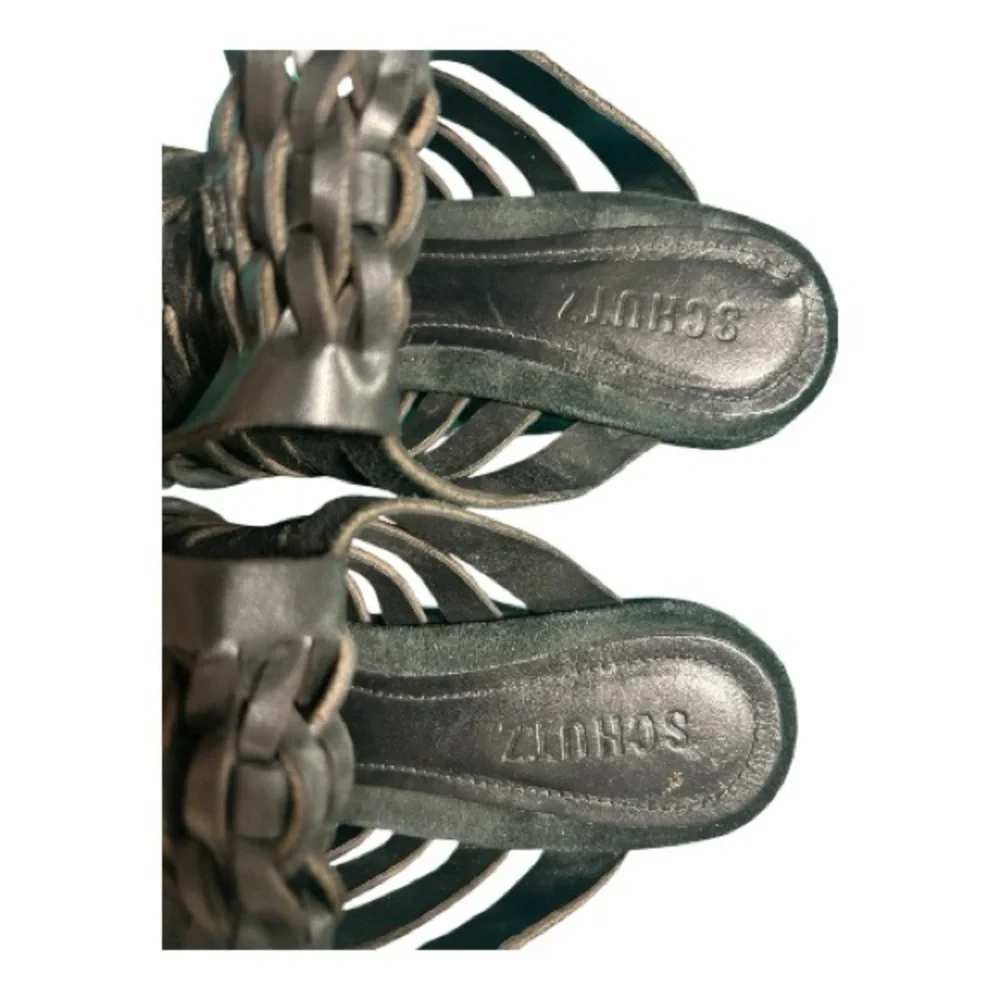 SCHUTZ Black Strappy Wedge Sandals - Picture 7 of 8